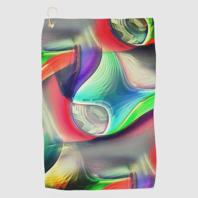 Virtual psychedelic metallic armor recycling       golf towel (Front)