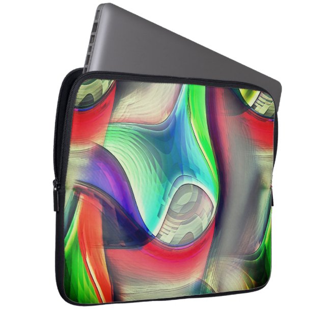 Virtual psychedelic metallic armor recycling       laptop sleeve (Front Right)