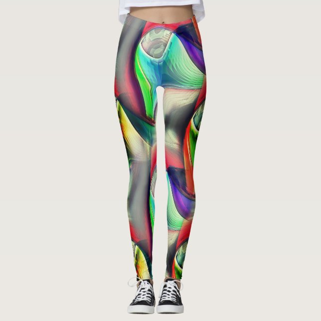 Virtual psychedelic metallic armor recycling       leggings (Front)