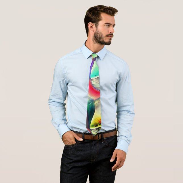 Virtual psychedelic metallic armor recycling       neck tie (In Situ)