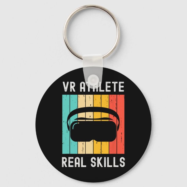 Virtual Reality Athlete Geek Gamer Retro Vr Gaming Keychain (Front)