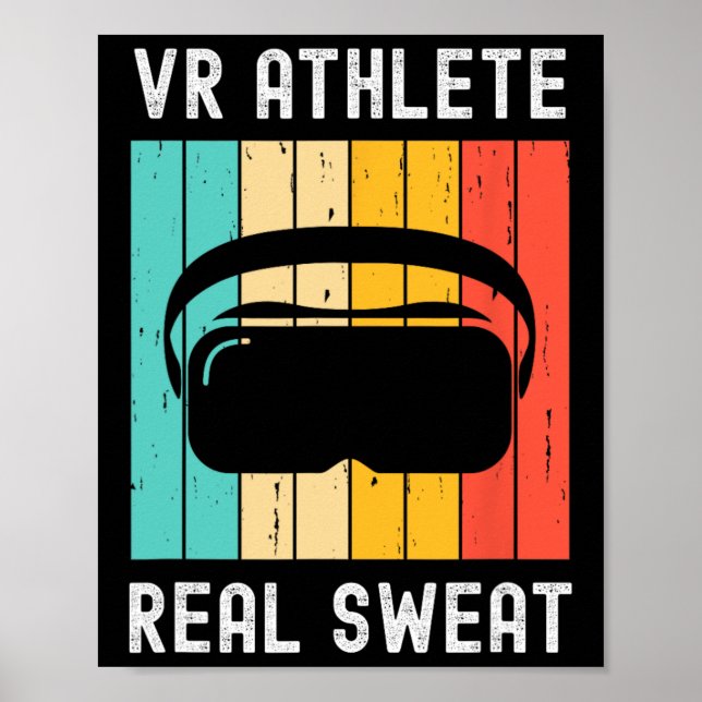 Virtual Reality Athlete Geek Gamer Retro Vr Gaming Poster (Front)
