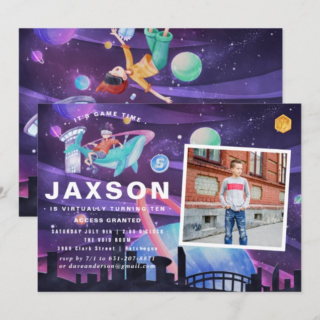 Virtual Reality Birthday Party | Photo Invitation (Front/Back)