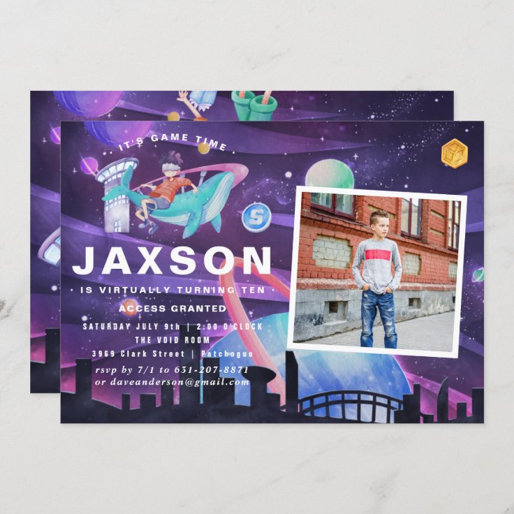 Virtual Reality Birthday Party Photo Invitation Zazzle