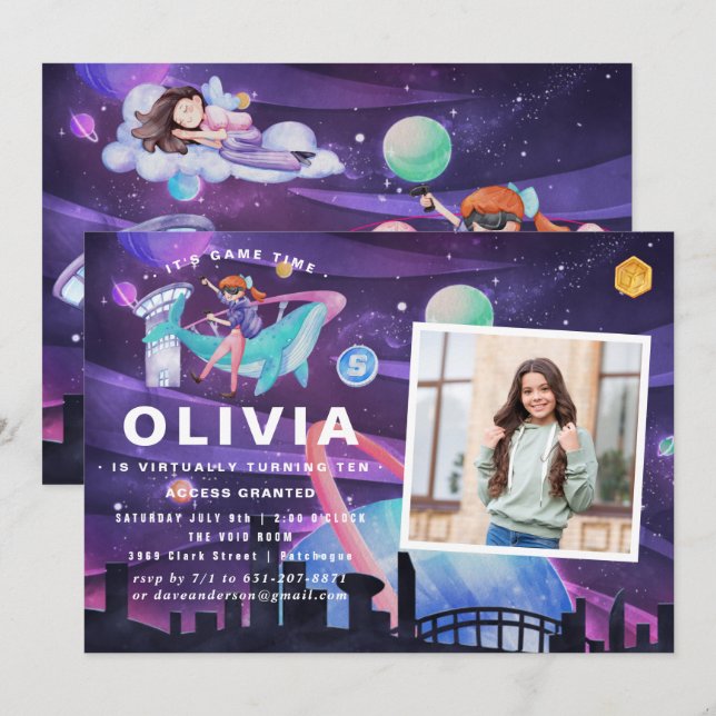 Virtual Reality Birthday Party | Photo  Invitation (Front/Back)