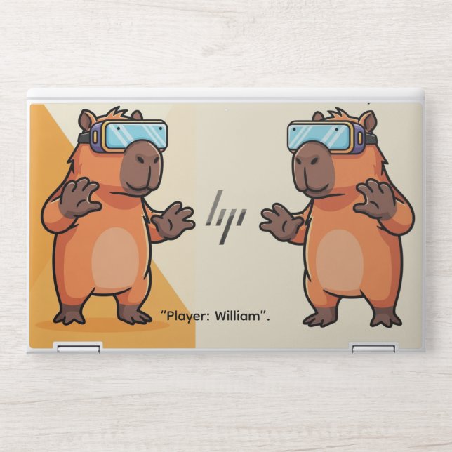 "Virtual Reality Capybara Gamer" HP Laptop Skin (Front)