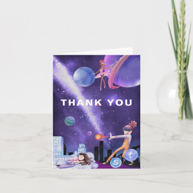 Virtual Reality | Gaming Birthday Thank You Card (Front)