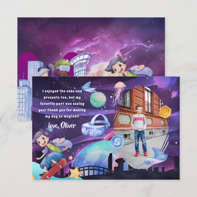 Virtual Reality | Gaming Birthday Thank You Card (Front/Back)
