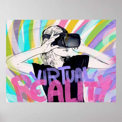 Virtual Reality Oculus Quest Gamer Girl Poster