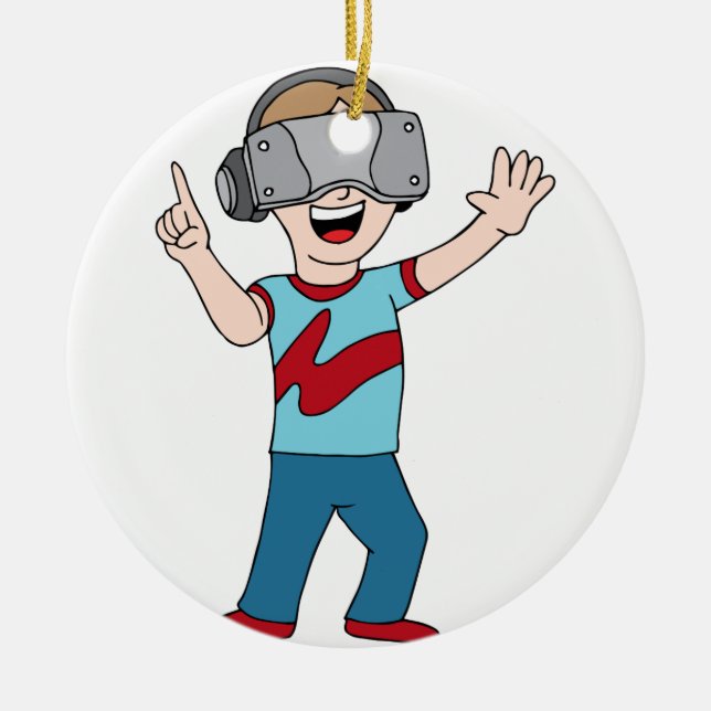 Virtual Reality Video Gamer Ceramic Ornament (Front)