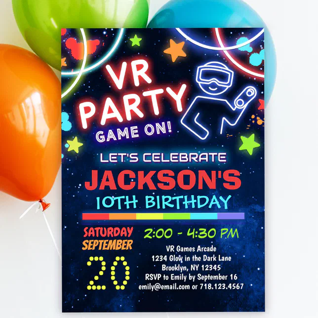 Virtual Reality VR Birthday Party Invitations
