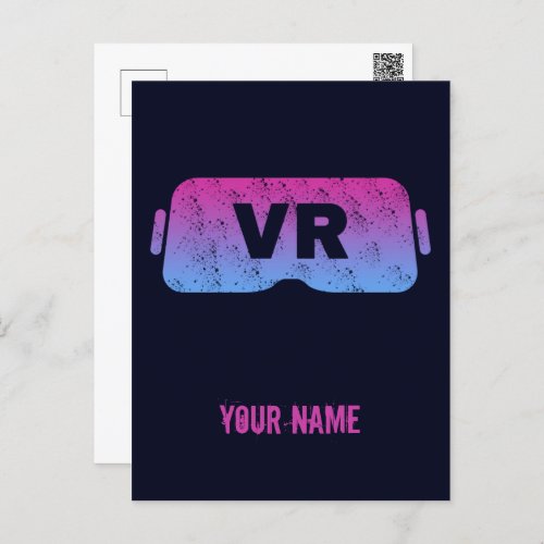 Virtual Reality VR Vintage Gamer HMD Video Glass Postcard