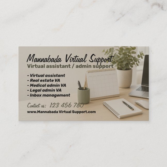 Virtual remote assistant Secretary Business Card
