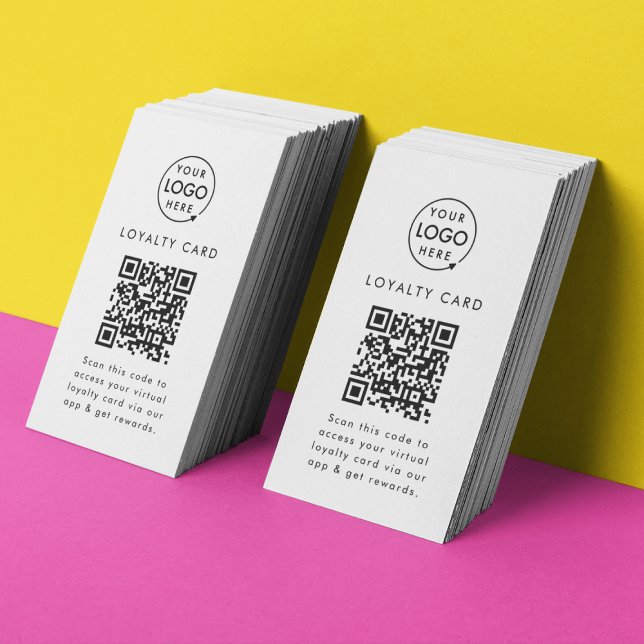 Virtual Reward App QR Code Business Logo Digital Loyalty Card (Professional loyalty card template with interactive QR code for small business customer retention.)