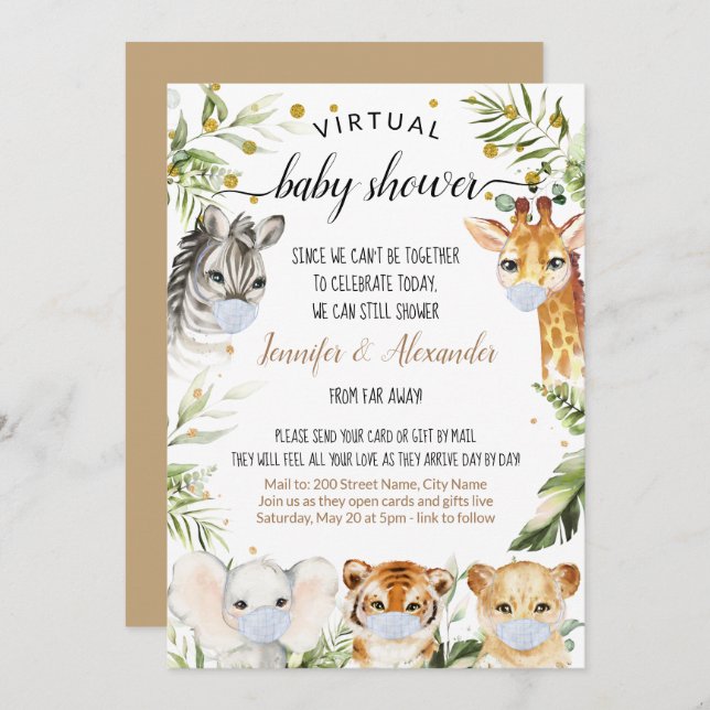 Virtual Safari Baby Shower Invitation (Front/Back)