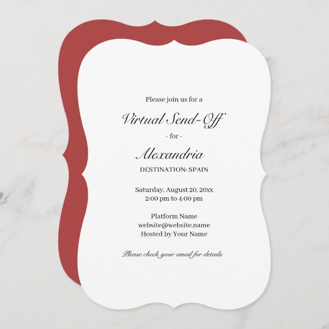 Virtual Send Off Party Invitation Card (Front/Back)