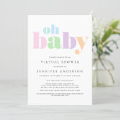 Virtual Shower | Oh Baby Pastel Minimal Modern Invitation (Standing Front)