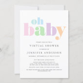 Virtual Shower | Oh Baby Pastel Minimal Modern Invitation (Front)