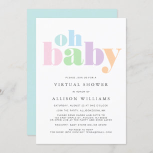 Virtual Shower Oh Baby Pastel Modern Typography Invitation