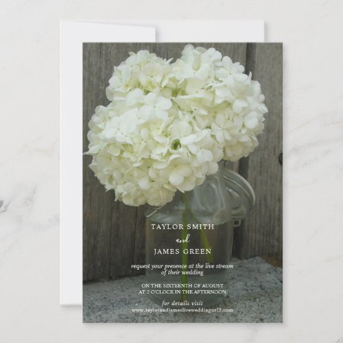 Virtual Streaming Wedding Hydranges  Barnwood Invitation