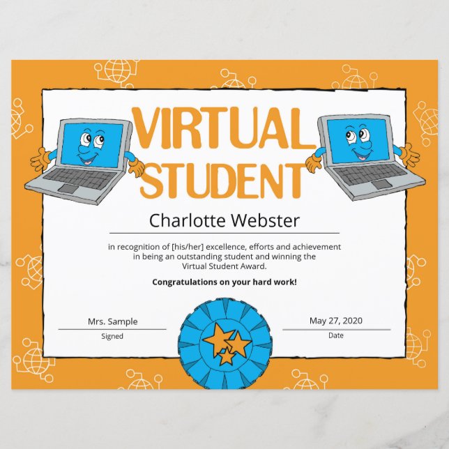 Virtual Student Certificate of Achievement PDF (Front)