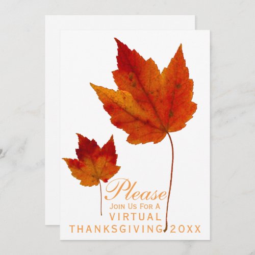 Virtual Thanksgiving Autumn Maple Leaves Invitation