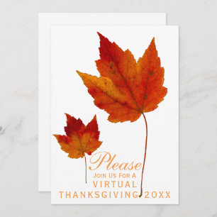 Virtual Thanksgiving Autumn Maple Leaves Invitation