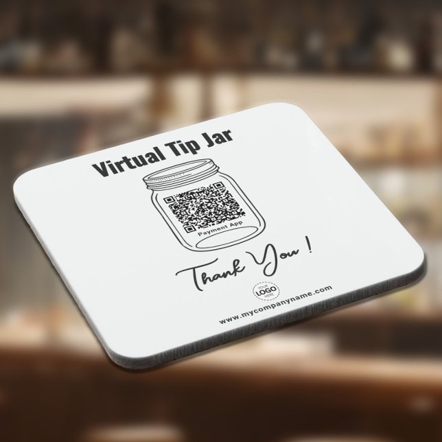 Virtual Tip Jar, Custom QR Code Payment App White Beverage Coaster (Creator Uploaded)