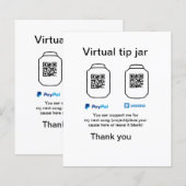 Virtual tip jar q r code money donation PayPal ven (Front/Back)