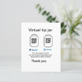 Virtual tip jar q r code money donation PayPal ven (Standing Front)