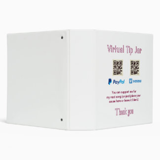 Virtual tip jar q r code money donation PayPal ven 3 Ring Binder