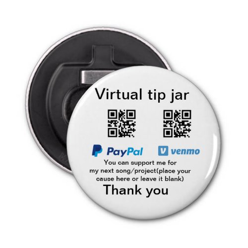 Virtual tip jar q r code money donation PayPal ven Bottle Opener