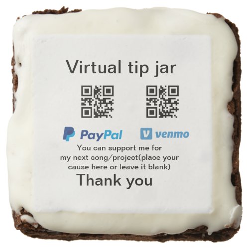Virtual tip jar q r code money donation PayPal ven Brownie