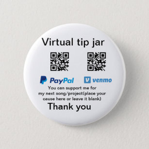 Virtual tip jar q r code money donation PayPal ven Button