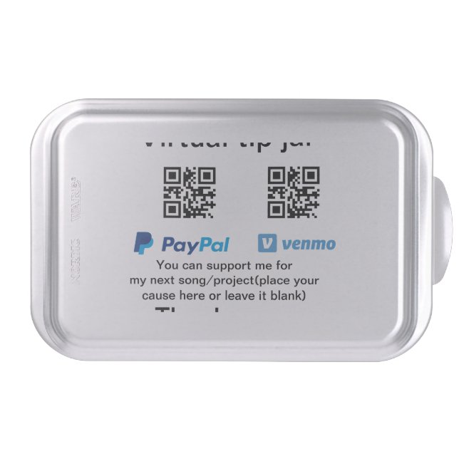 Virtual tip jar q r code money donation PayPal ven Cake Pan (Front)