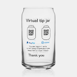 Virtual tip jar q r code money donation PayPal ven Can Glass