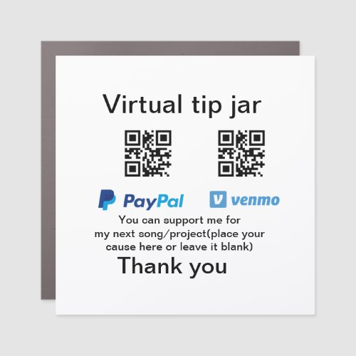 Virtual tip jar q r code money donation PayPal ven Car Magnet