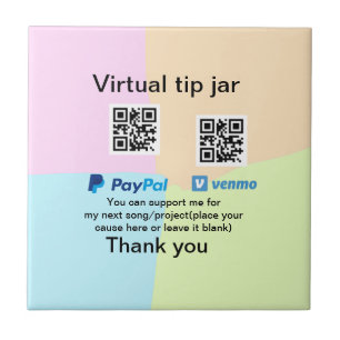 Virtual tip jar q r code money donation PayPal ven Ceramic Tile