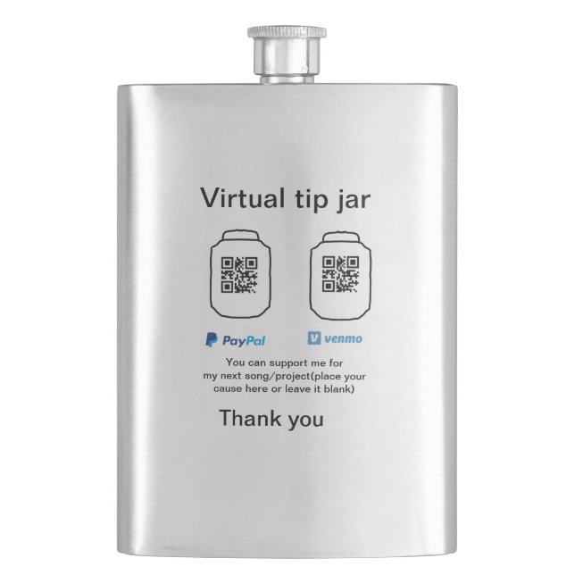 Virtual tip jar q r code money donation PayPal ven Flask (Front)
