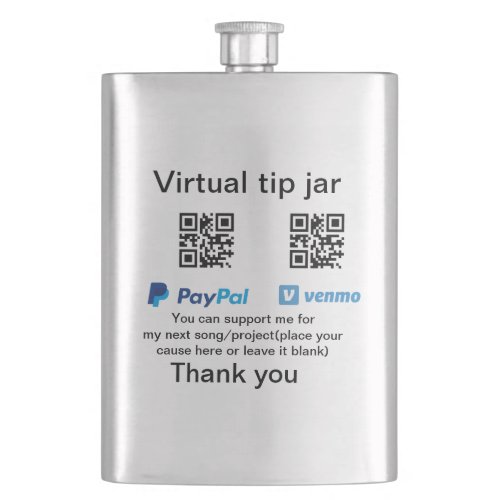 Virtual tip jar q r code money donation PayPal ven Flask