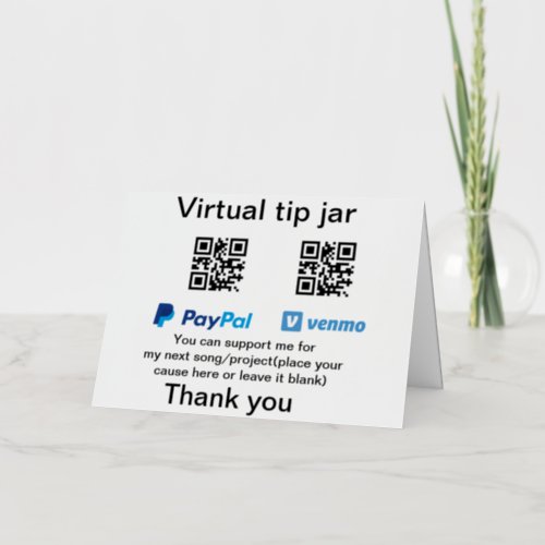Virtual tip jar q r code money donation PayPal ven Foil Holiday Card
