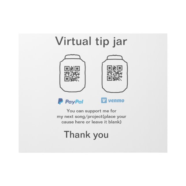 Virtual tip jar q r code money donation PayPal ven Gallery Wrap (Front)