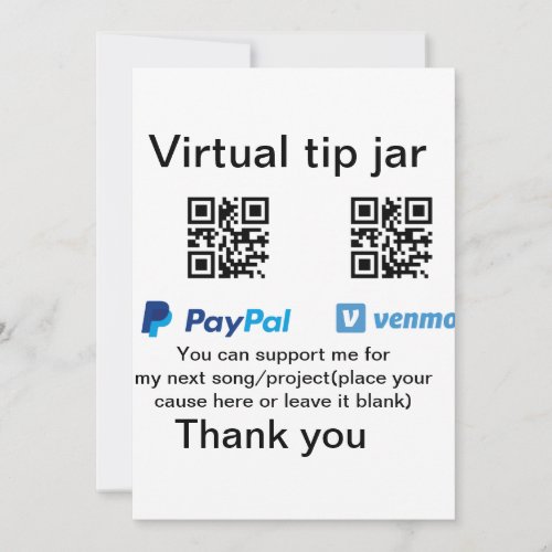 Virtual tip jar q r code money donation PayPal ven Invitation