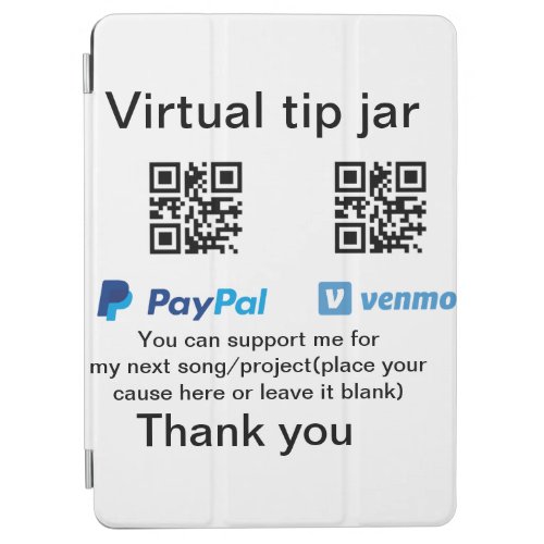 Virtual tip jar q r code money donation PayPal ven iPad Air Cover