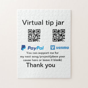 Virtual tip jar q r code money donation PayPal ven Jigsaw Puzzle