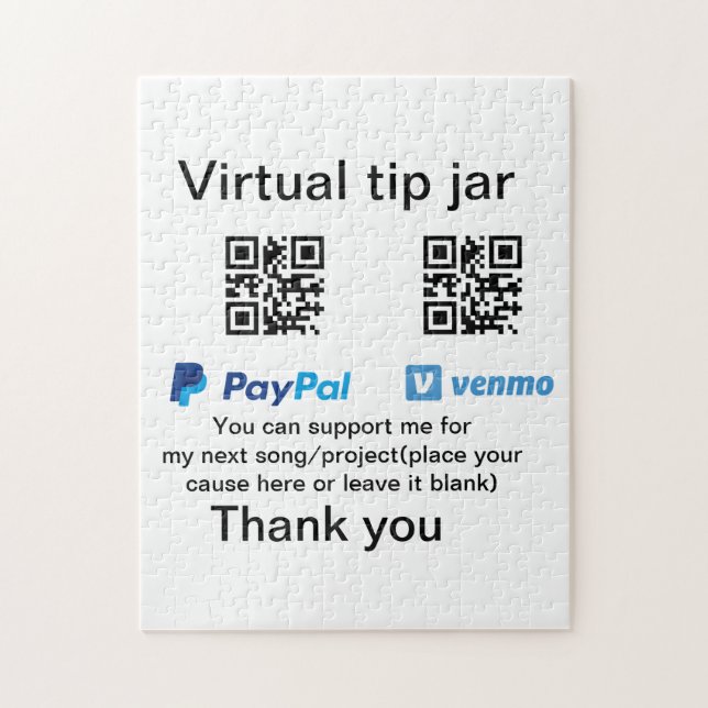 Virtual tip jar q r code money donation PayPal ven Jigsaw Puzzle (Vertical)