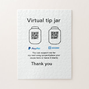 Virtual tip jar q r code money donation PayPal ven Jigsaw Puzzle