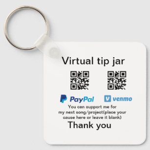 Virtual tip jar q r code money donation PayPal ven Keychain