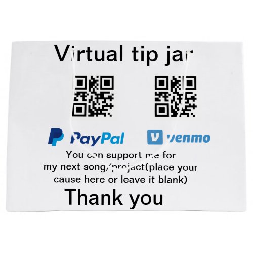 Virtual tip jar q r code money donation PayPal ven Large Gift Bag