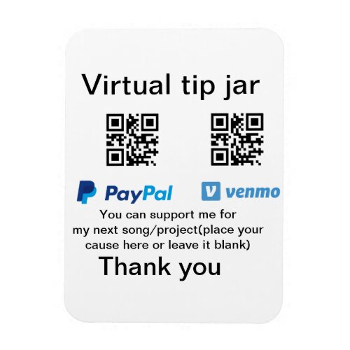 Virtual tip jar q r code money donation PayPal ven Magnet